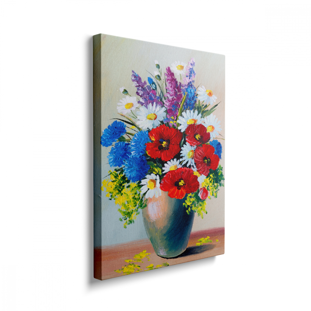 Tablou Canvas Blue and Red Flowers [2]
