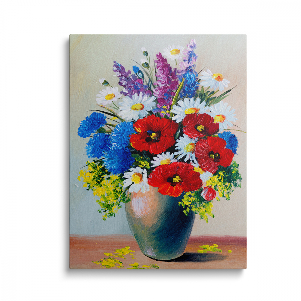 Tablou Canvas Blue and Red Flowers [1]