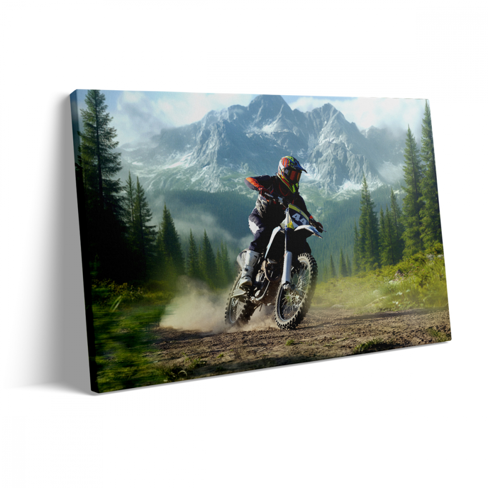 Tablou Canvas Man on Motorcycle [3]