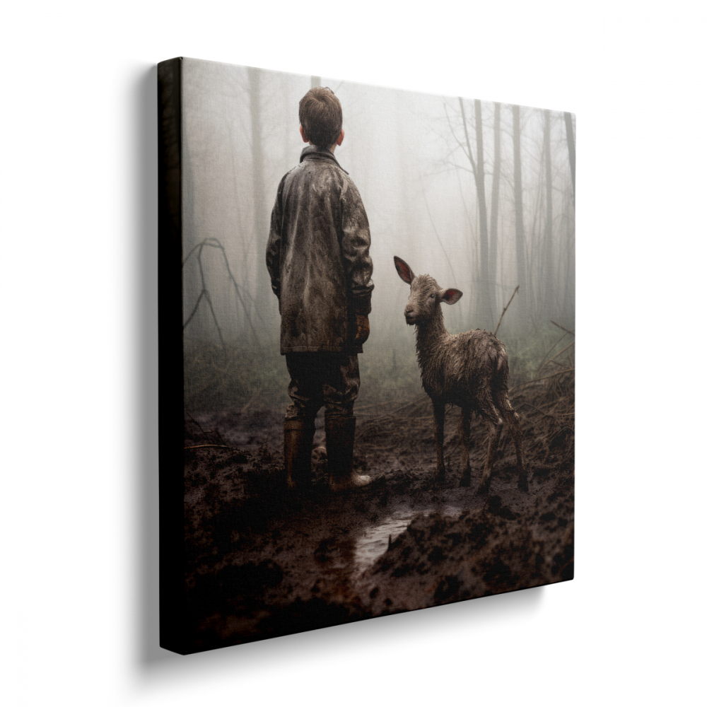 Tablou Canvas Boy and Lamb [3]
