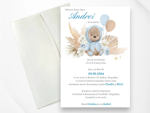 Invitatii de Botez Catalog Super - Invitație Botez N24_x_M406