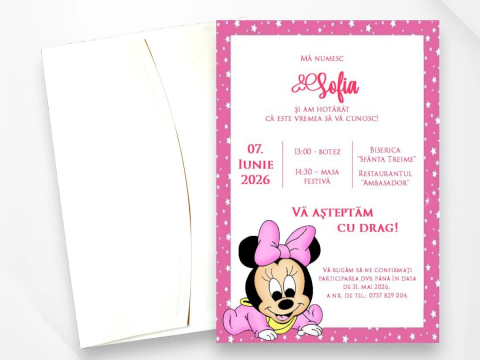 Invitatii de Botez Catalog Super - Invitație Botez N24_x_minnie