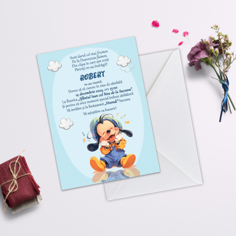 Invitatii de Botez Catalog damageStudio - Invitație de Botez Baby Cute Dog