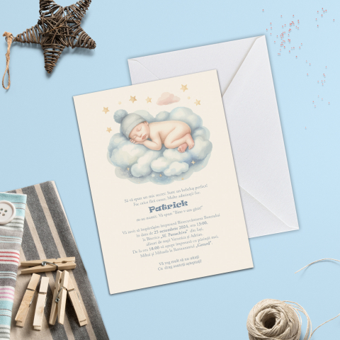 Invitatii de Botez Catalog damageStudio - Invitație de Botez Baby Boy