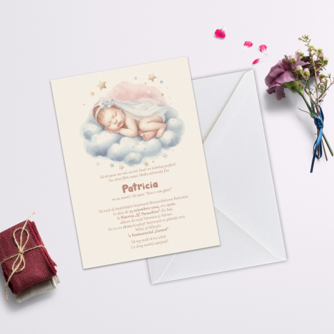 Invitatii de Botez Catalog damageStudio - Invitație de Botez Baby Girl