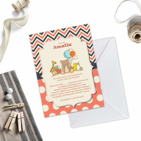 Invitatii de Botez Catalog damageStudio - Invitație de Botez Jucarii Girl