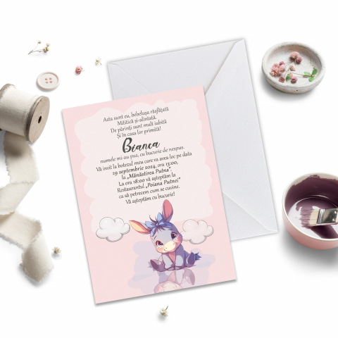 Invitatii de Botez Catalog damageStudio - Invitație de Botez Magarus Mov