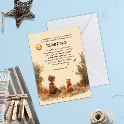 Invitatii de Botez Catalog damageStudio - Invitație de Botez Raza de Soare