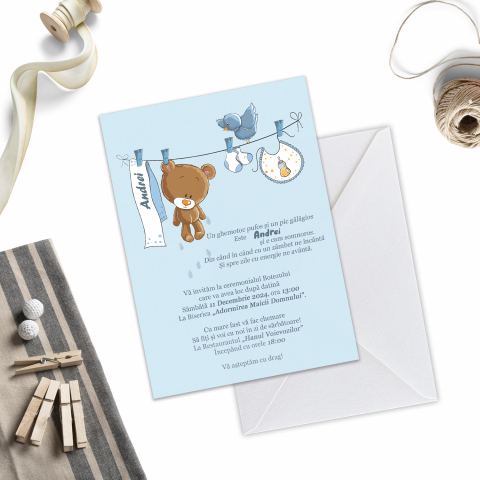 Invitatii de Botez Catalog damageStudio - Invitație de Botez Ursulet