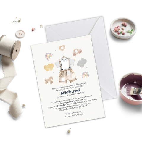 Invitatii de Botez Catalog damageStudio - Invitație de Botez Vintage Richard