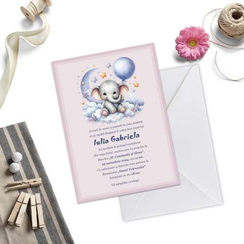 Invitatii de Botez Catalog damageStudio - Invitatii de Botez Elefantel Norisor Boy