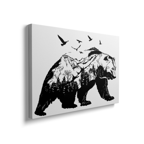 Tablou Canvas Bear and Birds [1]