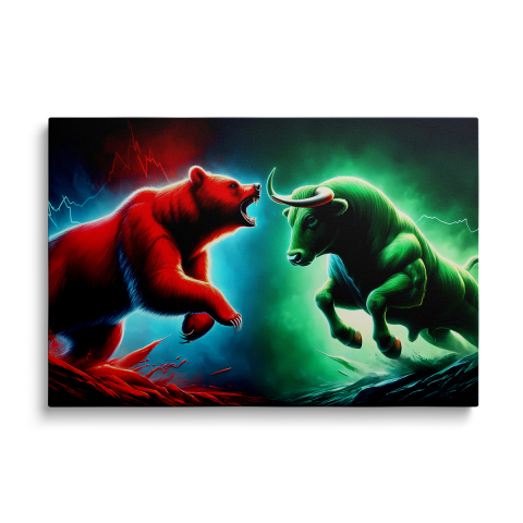 Tablouri Canvas Crypto si Financiar - Tablou Canvas Bull And Bear Fight