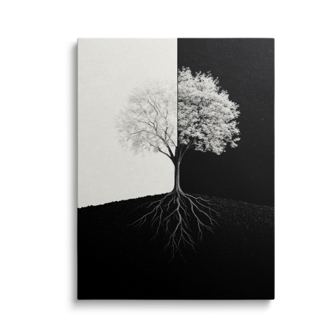 Tablouri Canvas Black & White - Tablou Canvas Copac Alb-Negru 2
