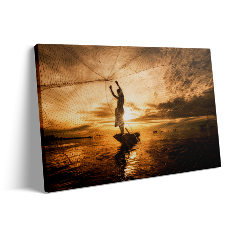Tablou Canvas Fishing Sunset [2]