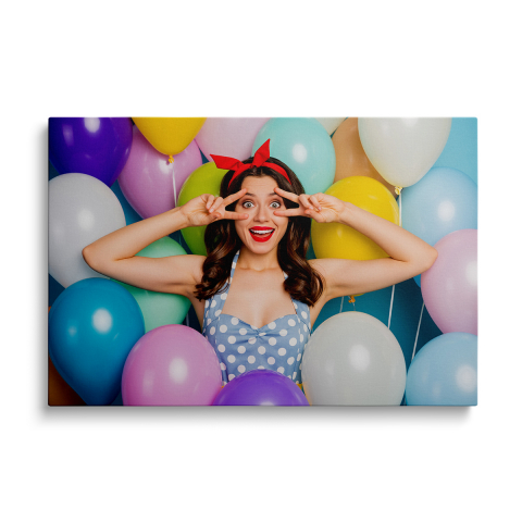 Tablouri Canvas Portrete - Tablou Canvas Woman Colored Balloons