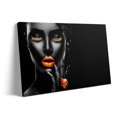 Tablou Canvas Woman Orange Lips [2]