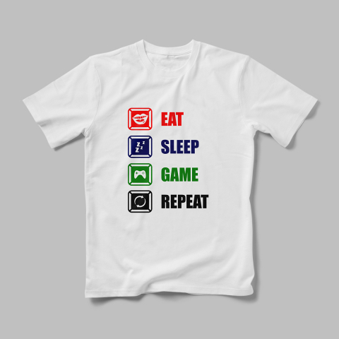 Tricouri Personalizate Hobby Gaming - Tricou Personalizat Eat Sleep Game B