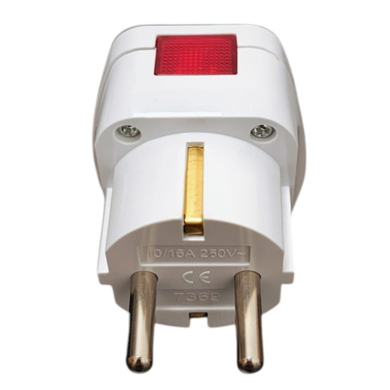 Stecher adaptor universal cu LED rosu si contacte cupru - Imagine produs en-gros [2]