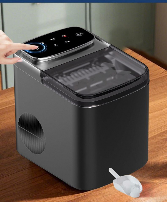 Mașină de făcut cuburi de gheață ZSW-ZB12, 12 kg/zi, rezervor 1.4L, panou tactil, design compact, negru [2]