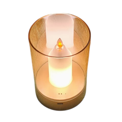 Lampa de sticlă cu  flacără proiectata cu led, reglabilă, cu senzor de mișcare, control, lumină de noapte fără fir, reincarcabilă pentru dormitor, restaurant, cafenea, lanternă de masă cu lumină caldă - Imagine produs en-gros [2]
