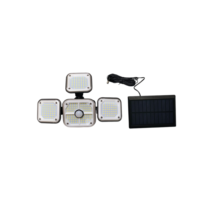 Lampa solară LED 4 capete, 292 LED-uri, senzor mișcare, panou extern – IP65 [3]