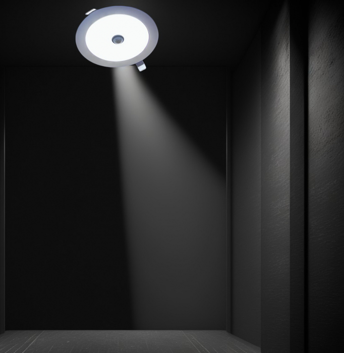 Aplică LED Slim Încastrată în Tavan, cu Senzor de Mișcare și Crepuscular, Ramă Metalică Albă, Ø168mm [6]