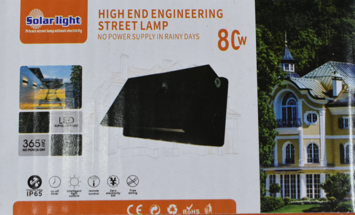 Aplica solara LH-799 de perete gard  exterior cu LED lumina albastra sau rosie sus- jos [5]