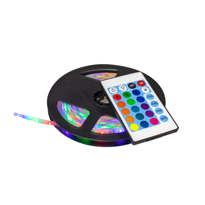 Banda LED cu silicon , cod 5050,Color RGB , cu telecomanda si alimentator, lungime 5 M [3]