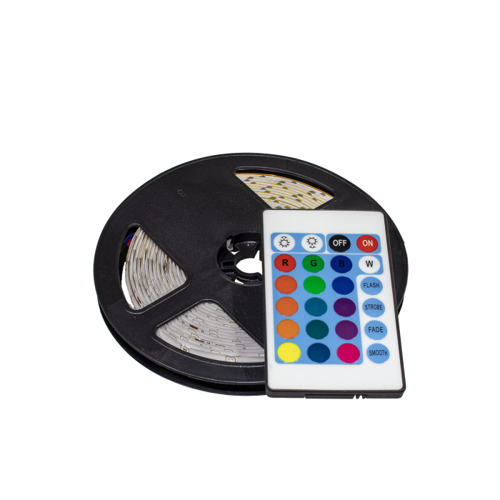 Banda LED cu silicon , cod 5050,Color RGB , cu telecomanda si alimentator, lungime 5 M [4]