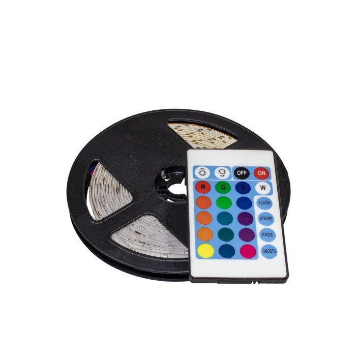 Banda LED cu silicon , cod 5050,Color RGB , cu telecomanda si alimentator, lungime 5 M - Imagine produs en-gros [3]