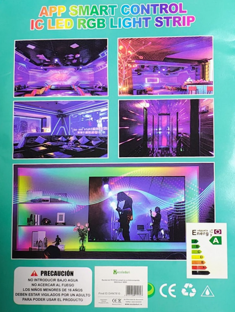 Banda led smart control  5m RGB WFI reactie sonora control vocal si din telecomanda - Imagine produs en-gros [7]