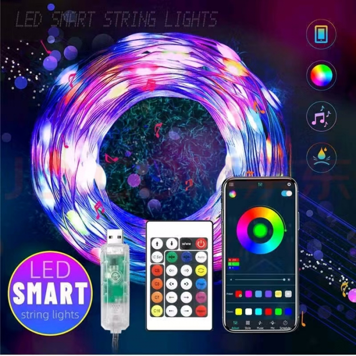 Banda led smart control  5m RGB WFI reactie sonora control vocal si din telecomanda [6]