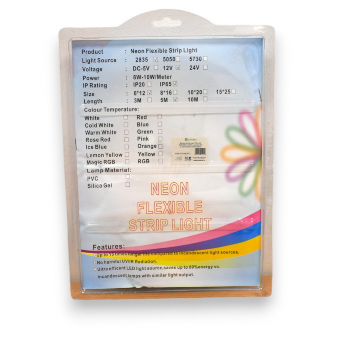 Banda led tip neon Flex alb silicon SMD2835 Lungime 5m [3]
