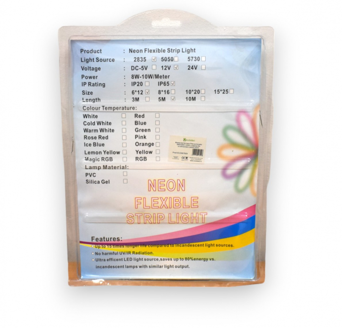 Banda led tip neon Flex portocaliu silicon SMD2835 lungime 5m [2]
