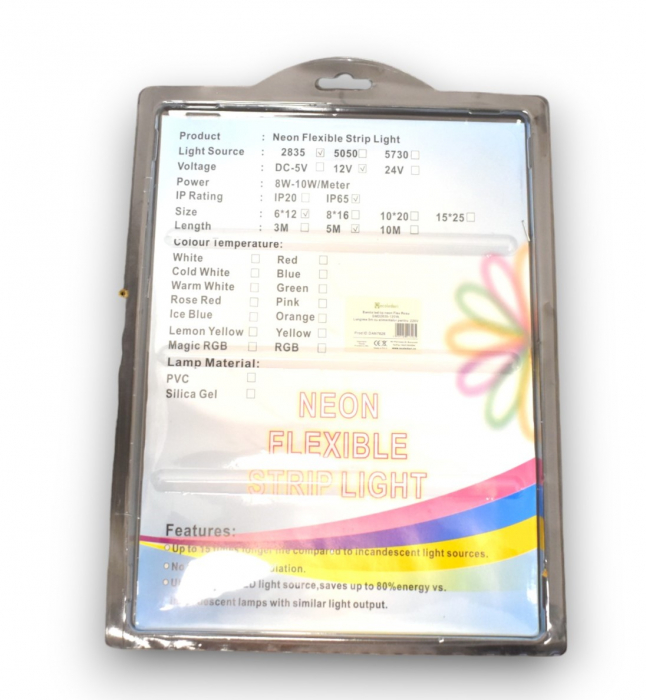 Banda led tip neon Flex rosu silicon  SMD2835 Lungime 5m [3]