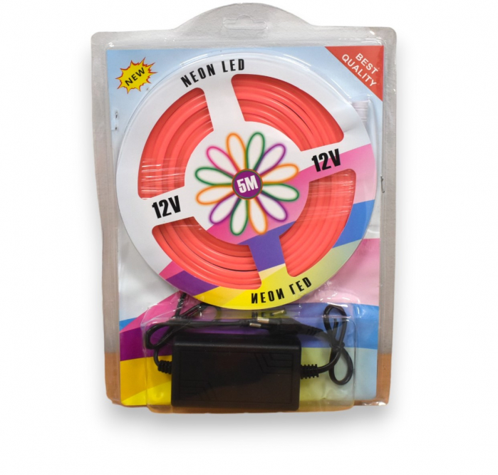 Banda led tip neon Flex roz silicon SMD2835 Lungime 5m [2]