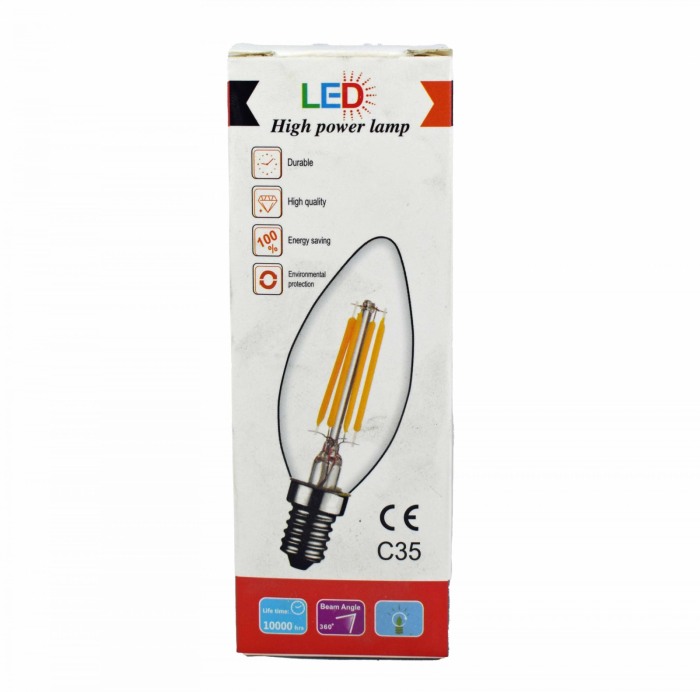 Bec C35 E14 6W Filament Lumina Calda - Imagine produs en-gros [2]