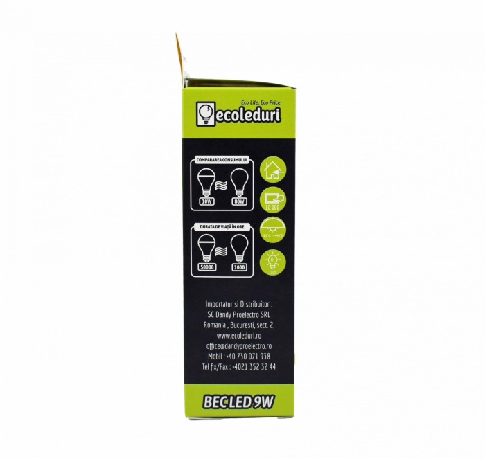 Bec E14 9W Lumanare C37 Ecoled 6400K - Imagine produs en-gros [3]