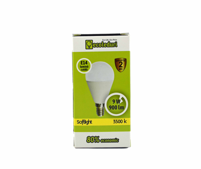 Bec E14 9W Sferic G45 Ecoled 3500K [2]