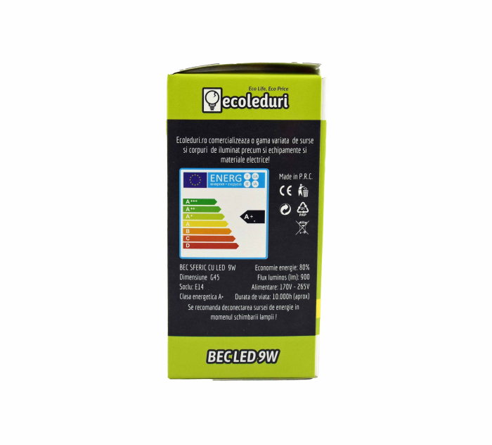 Bec E14 9W Sferic G45 Ecoled 3500K [3]