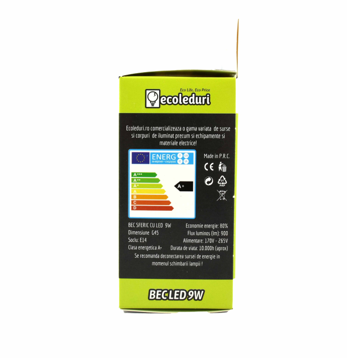 Bec E14 9W Sferic G45 Ecoled 6400K [3]