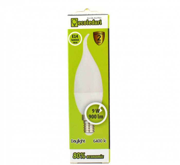 Bec E14 Tip Flacara Ecoled 6400K - Imagine produs en-gros [2]