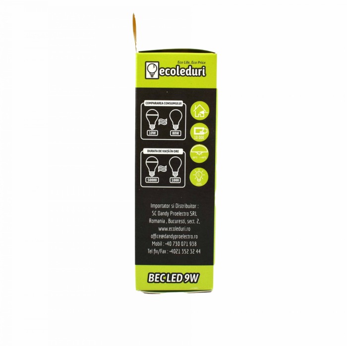 Bec E27 9W Lumanare C37 Ecoled 6400K - Imagine produs en-gros [4]