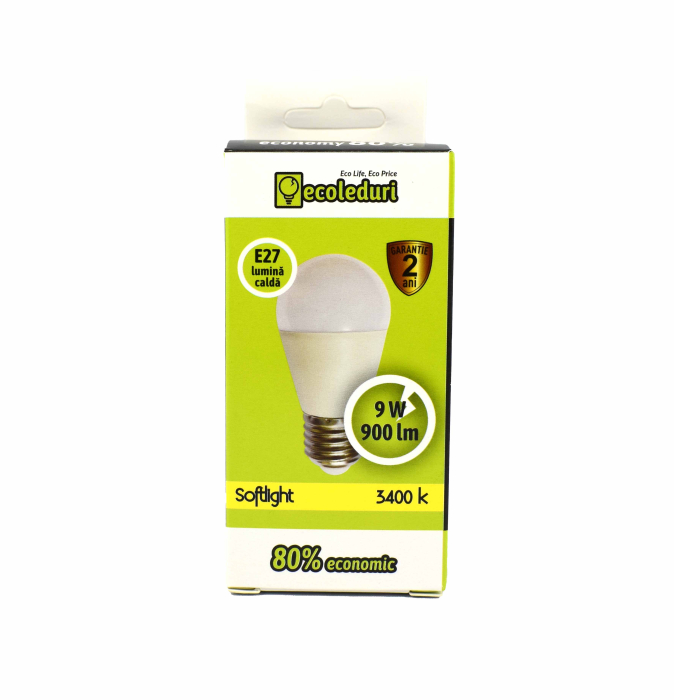 Bec E27 9W Sferic G45 Ecoled 3500K [2]