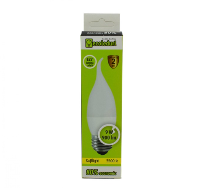 BEC E27 TIP FLACARA  ECOLED 3500K +TAX VERD - Imagine produs en-gros [4]