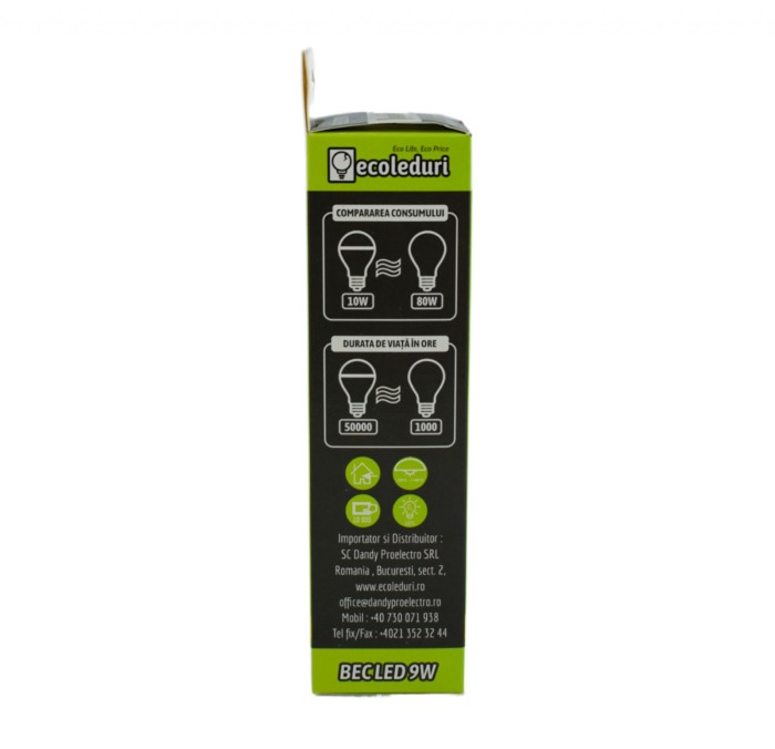 BEC E27 TIP FLACARA  ECOLED 3500K +TAX VERD - Imagine produs en-gros [2]
