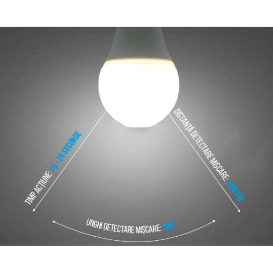 Bec LED E27 9W cu senzor de miscare si crepuscular [2]