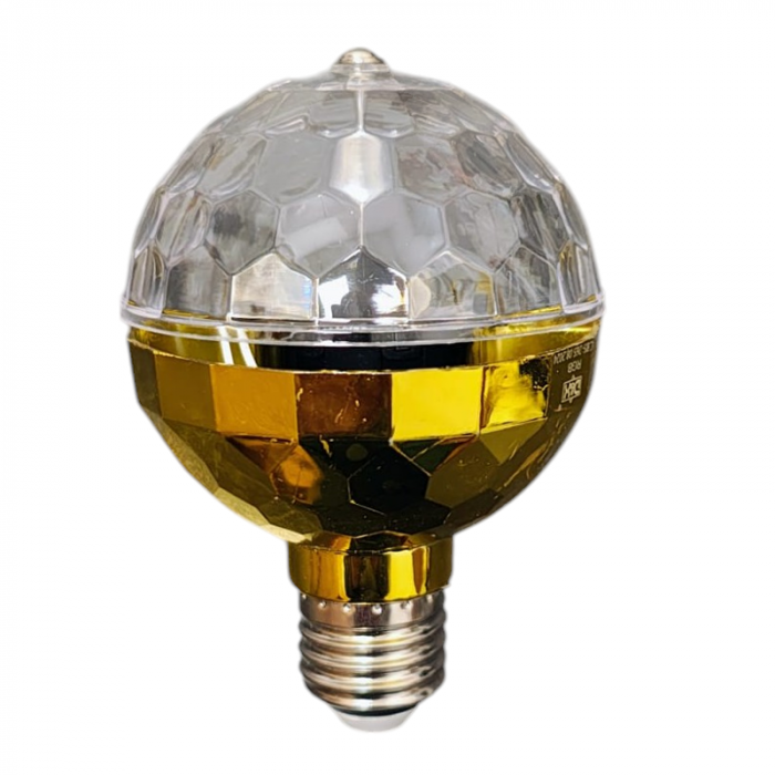 Bec LED RGB rotativ compatibil cu fasung E27,6 leduri colorate diferit , iluminare ambientala, rotatie automata [2]