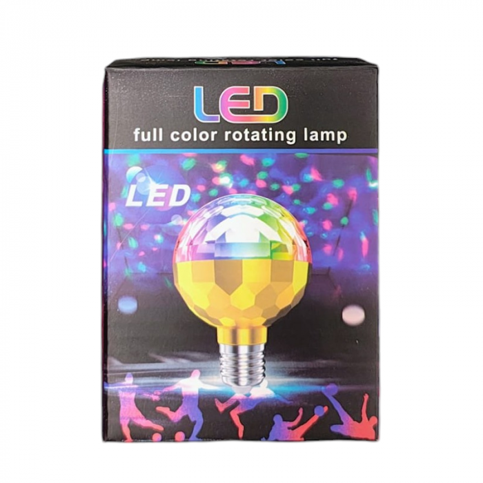 Bec LED RGB rotativ compatibil cu fasung E27,6 leduri colorate diferit , iluminare ambientala, rotatie automata [4]